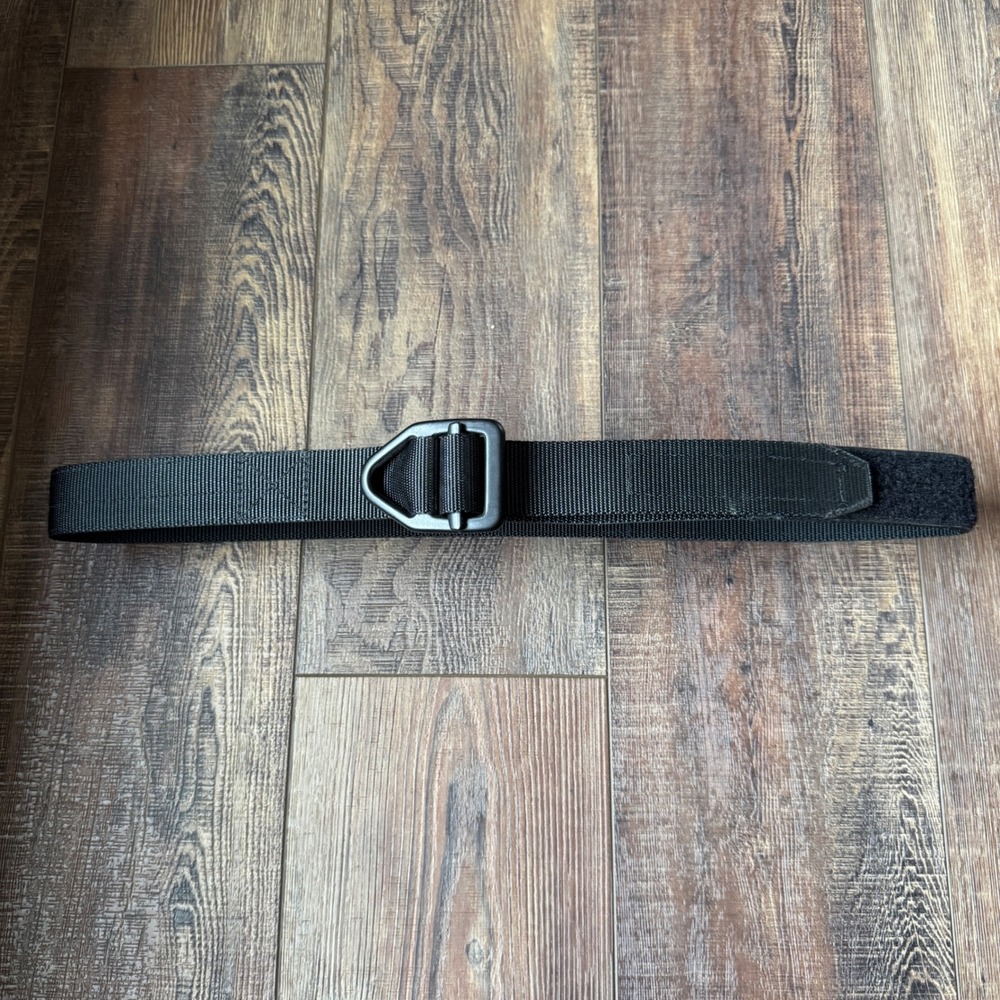 Cabelas Mens Tactical Web Belt Black Nylon D-Ring Buckle USA Made